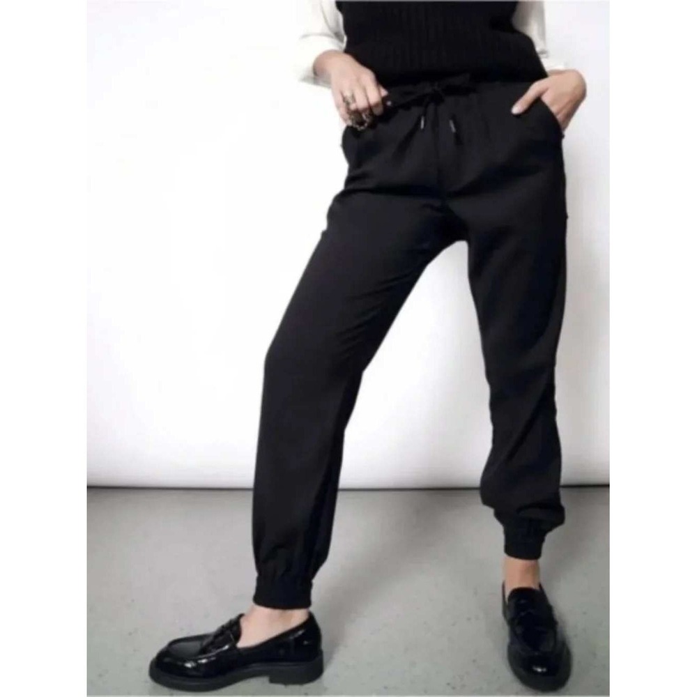 Wildfang Empower Drawstring Jogger Easy Pull On Pants Black Size Large NWT